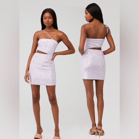 NWOT Amanda Uprichard $246 Brinley Sequin-Embroidered Halterneck dress Size M